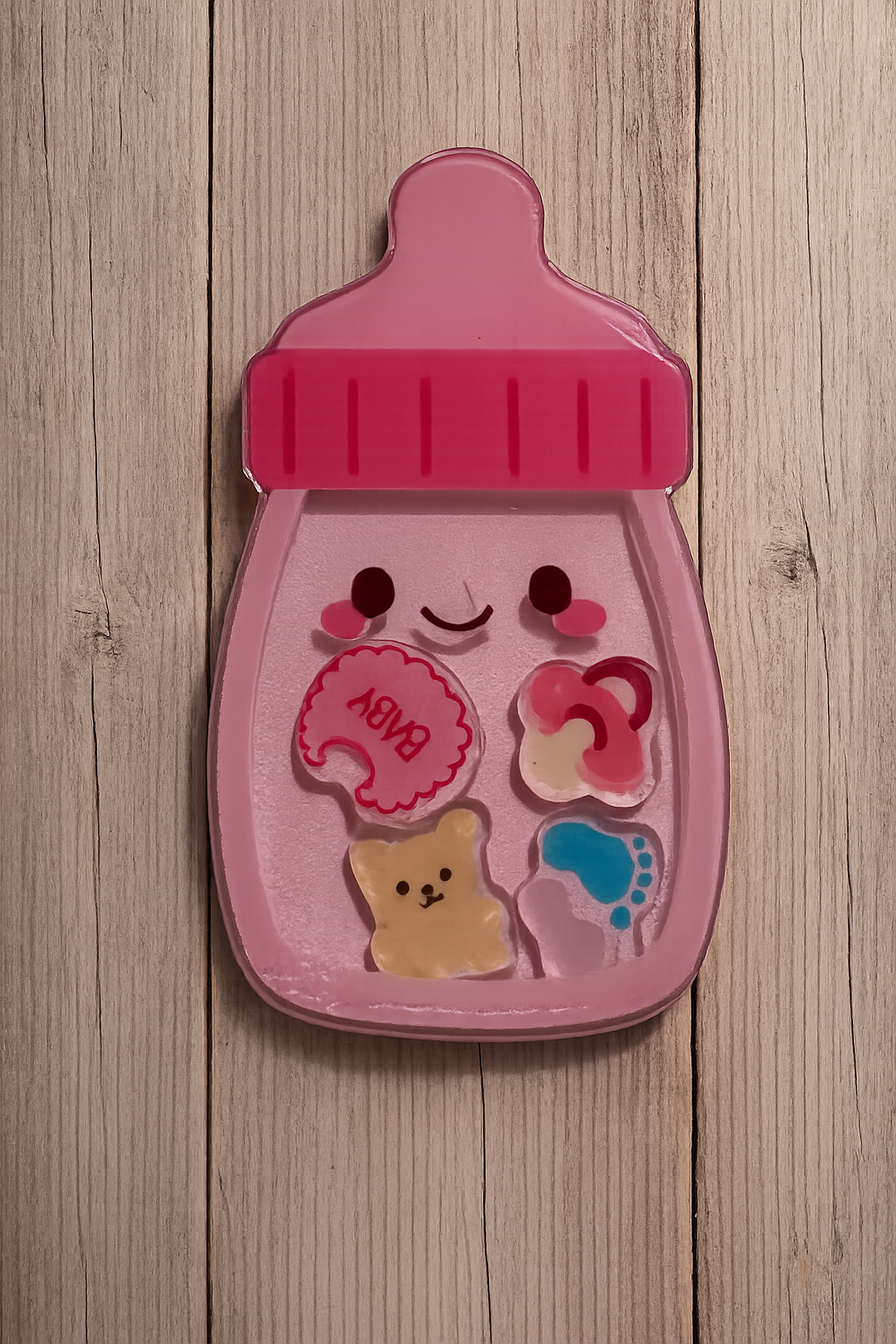 Shaker Baby Bottle Badge Reel