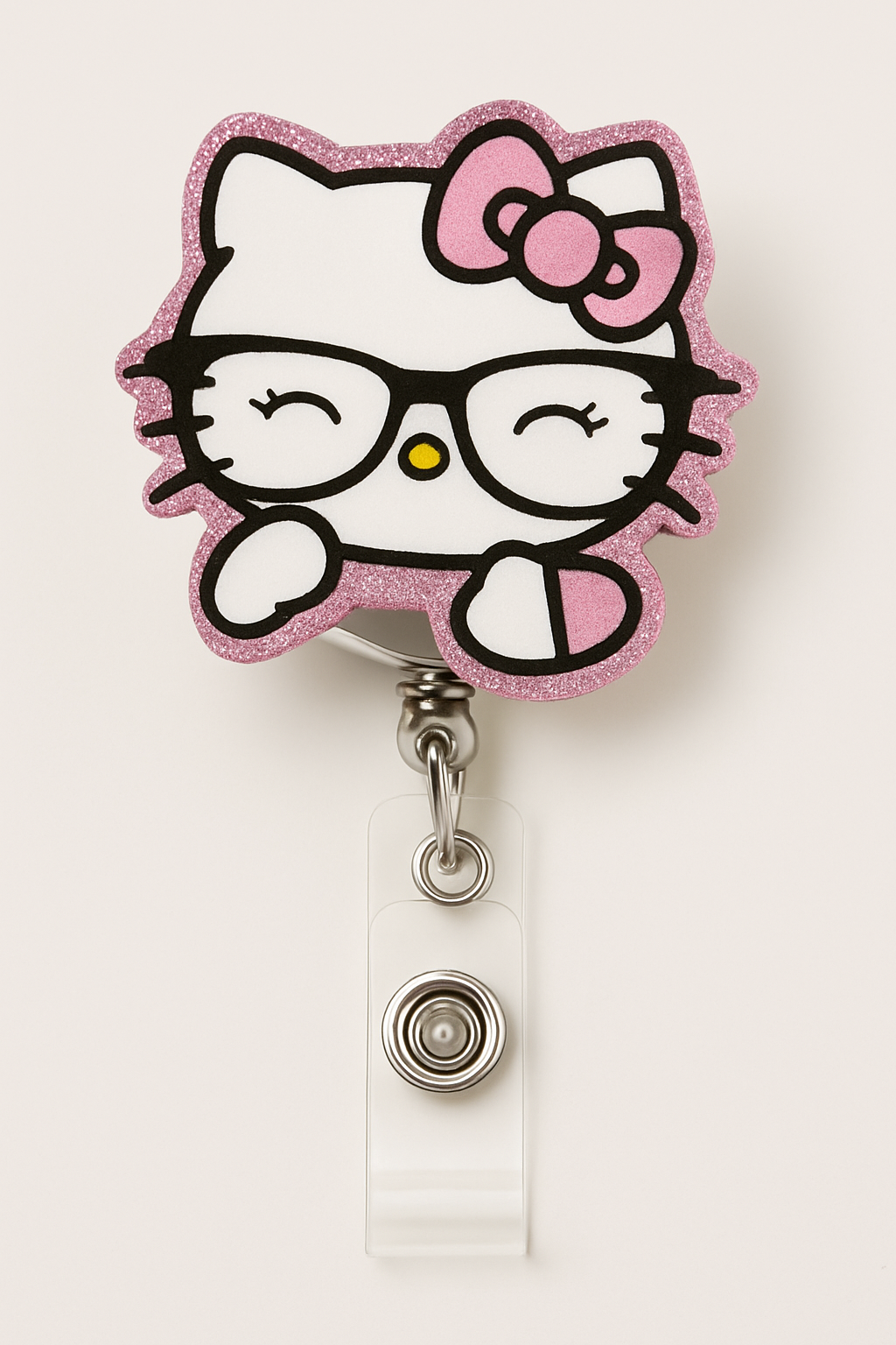Glitter Pink Hello Kitty Badge Reel