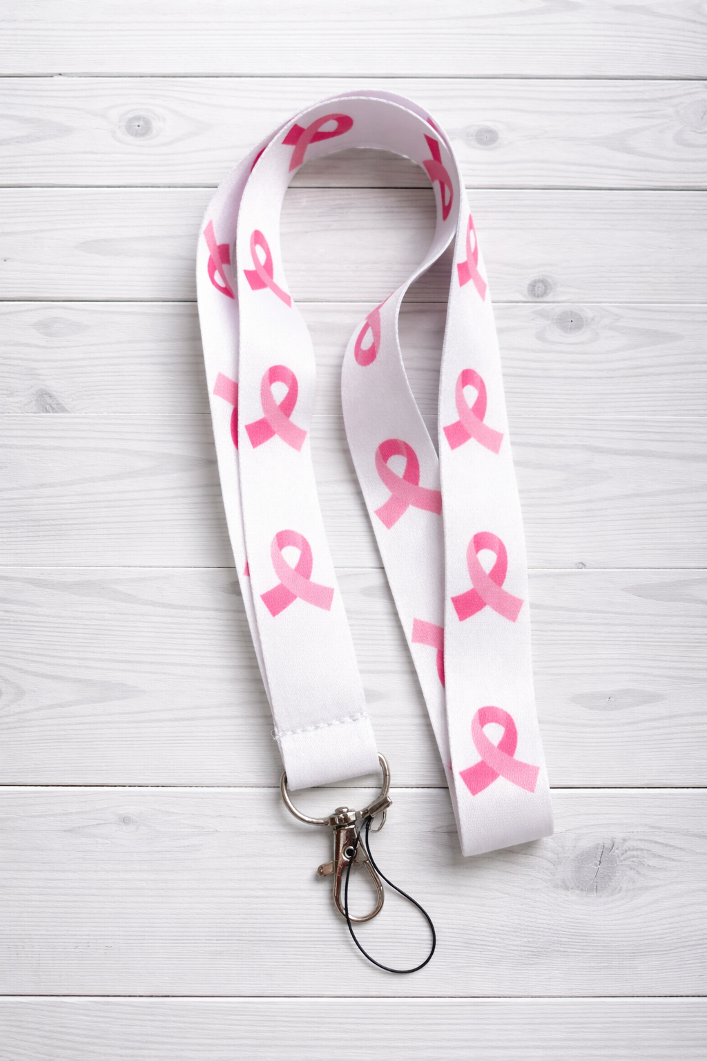Pink Awareness Ribbon Lanyard