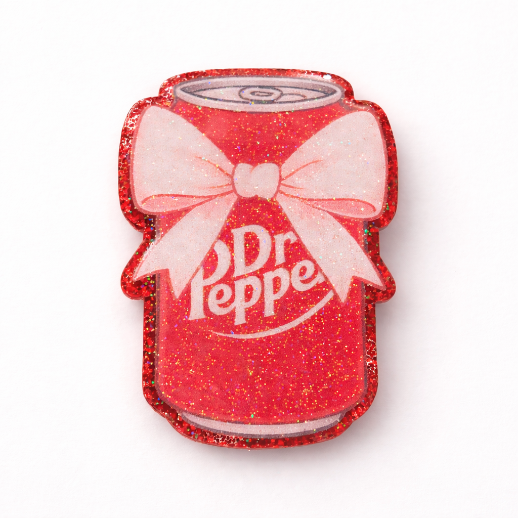 Sparkly Soda Can Badge Reel with Bow