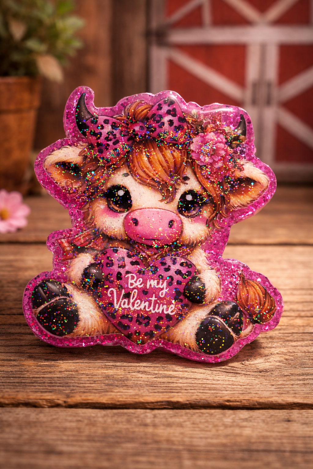 Valentine Cow Badge Reel