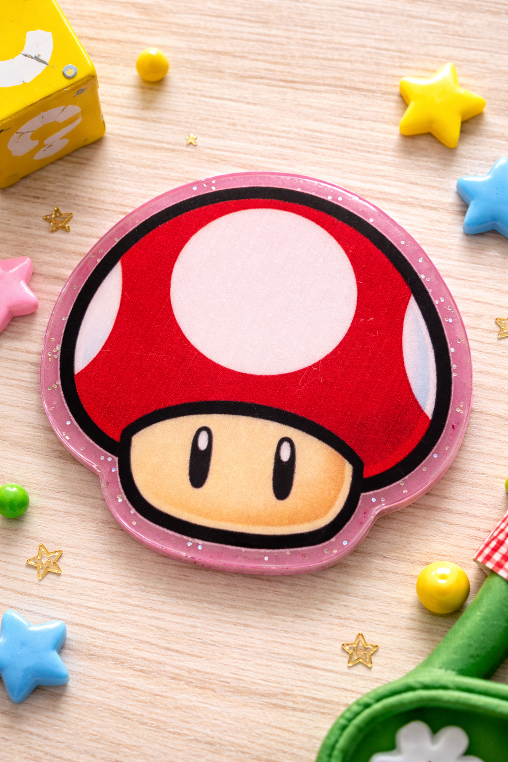 Red Power Mushroom Badge Reel