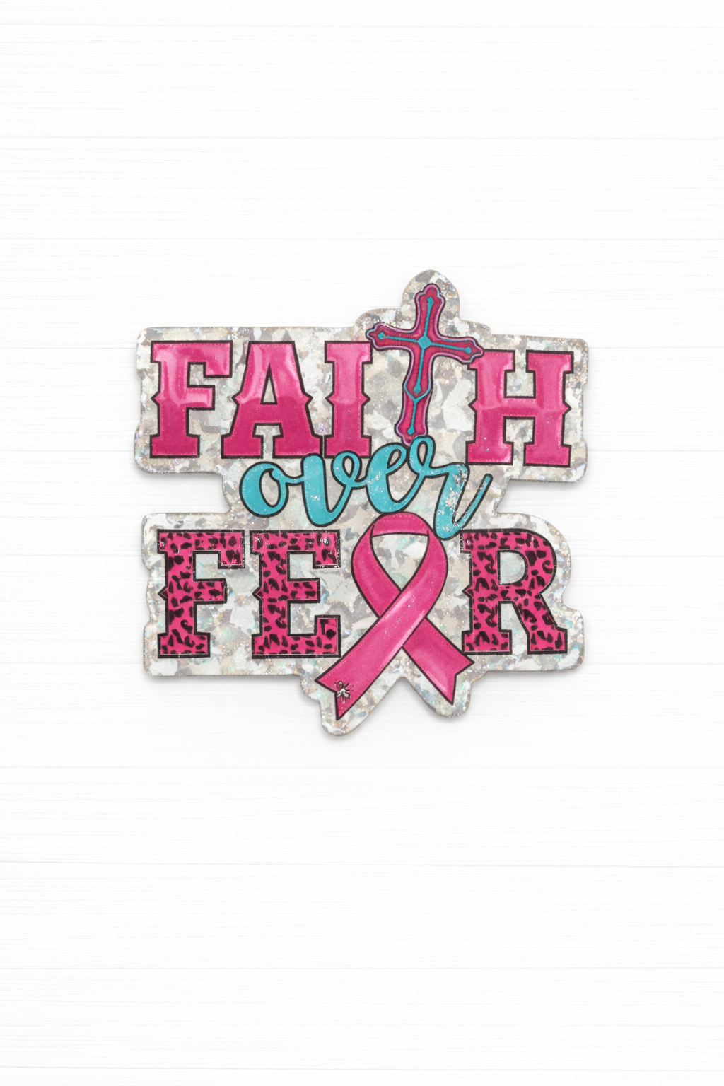 Faith Over Fear Badge Reel Topper | Breast Cancer Awareness Badge