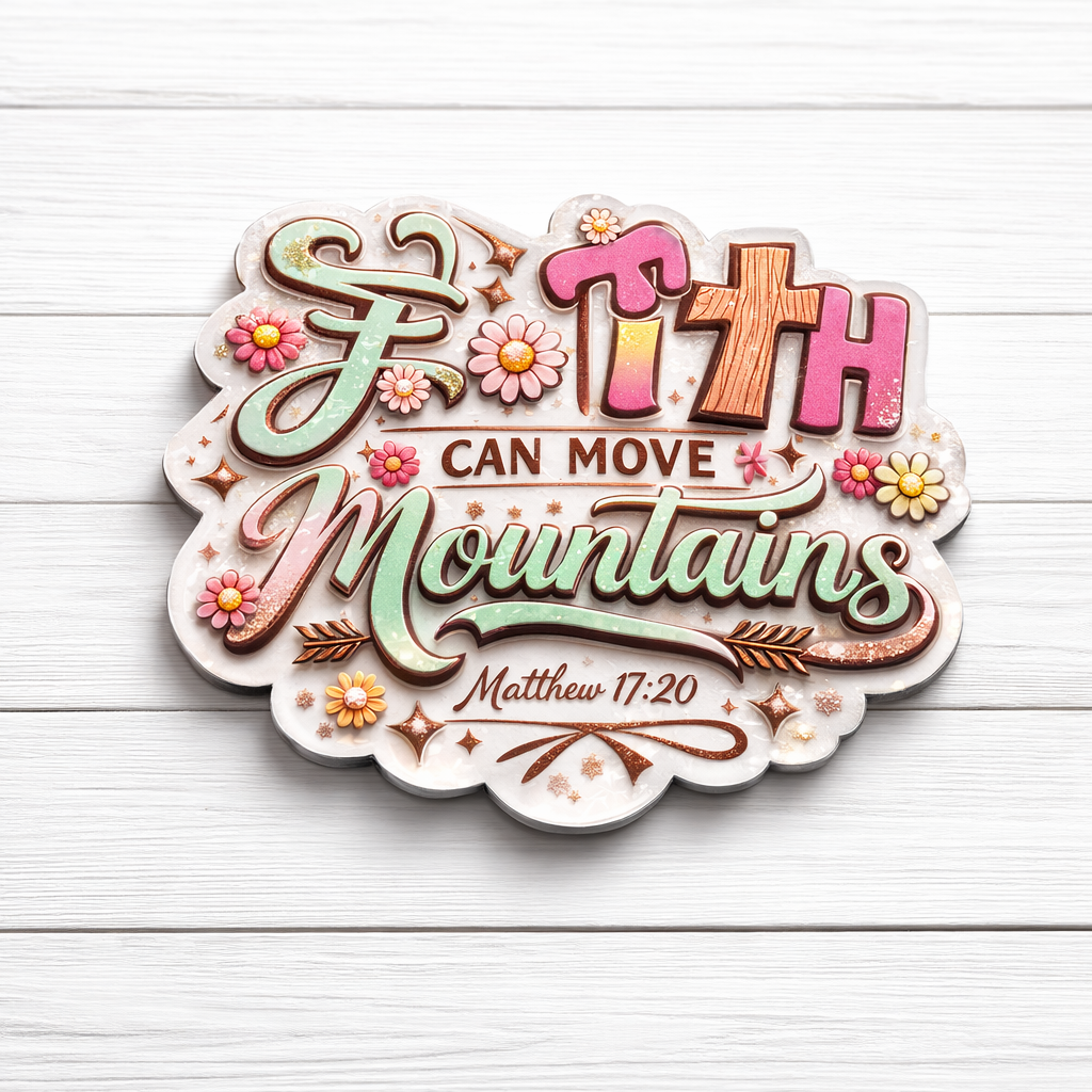 Faith Can Move Mountains Badge Reel Topper – Christian Badge Reel
