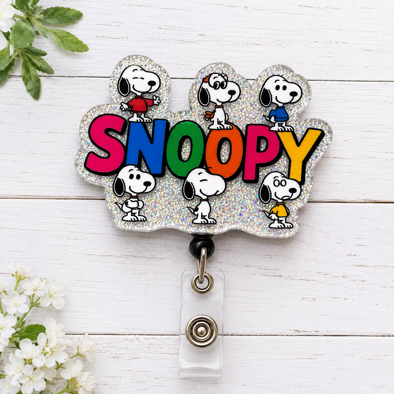 Snoopy Glitter Badge Reel
