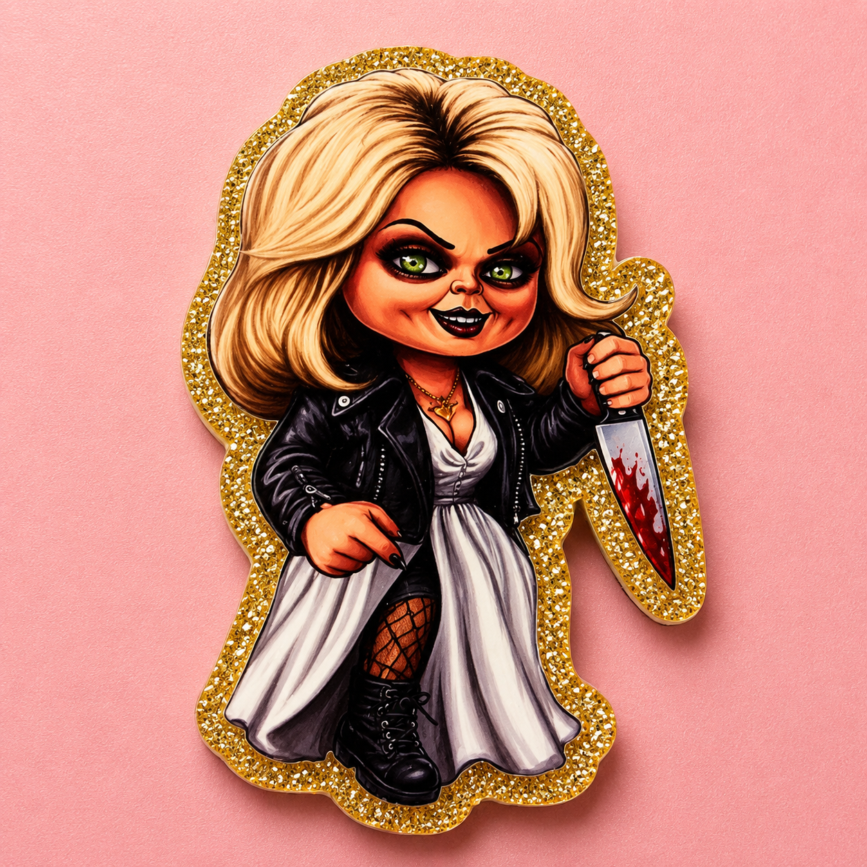 Spooky Blonde Horror Badge Reel