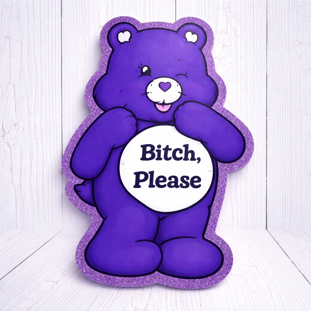 Large Purple Bear Acrylic Sign | Sassy Wall Decor | Adult Humor Decor | Room, Car & Office Decor
