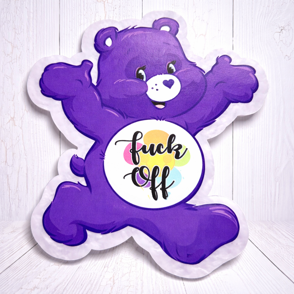 Large Purple Bear Acrylic Decor | Sassy Wall Art | Adult Humor Desk Decor | Cute Rude Gift | Room, Car & Office Decor
