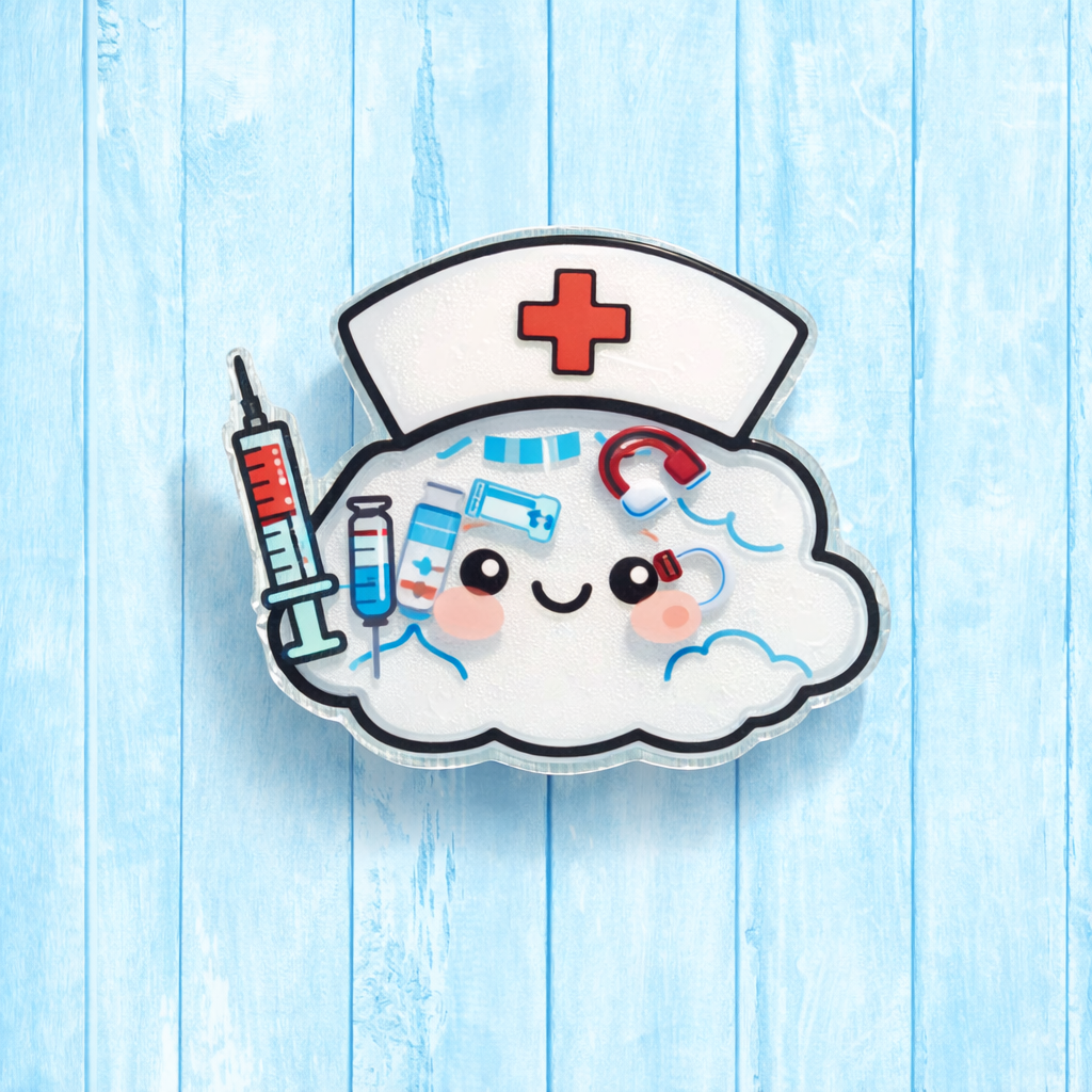 Nurse Badge Reel Shaker | Medical Cloud Badge |
