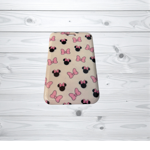 Pink Bow Mouse-Style Badge & Luggage Holder