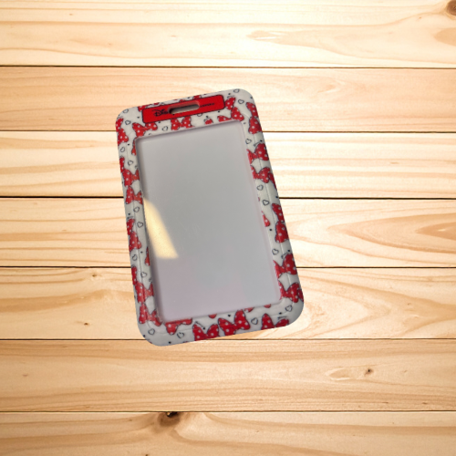 Red Bow Print Badge & Luggage Holder
