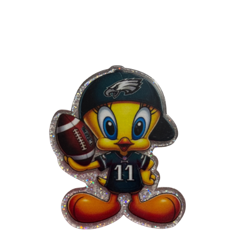 Football Fan Cartoon Bird Badge Reel