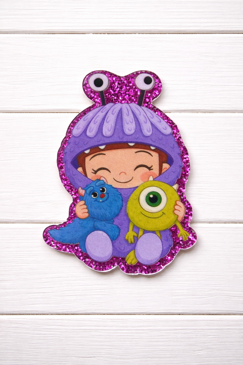 Cute Monster Badge Reel/ Topper| Glitter Purple Monster