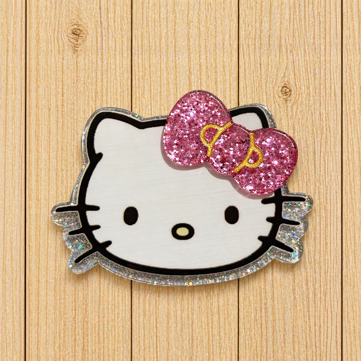 Pink Glitter Kitty Badge Reel