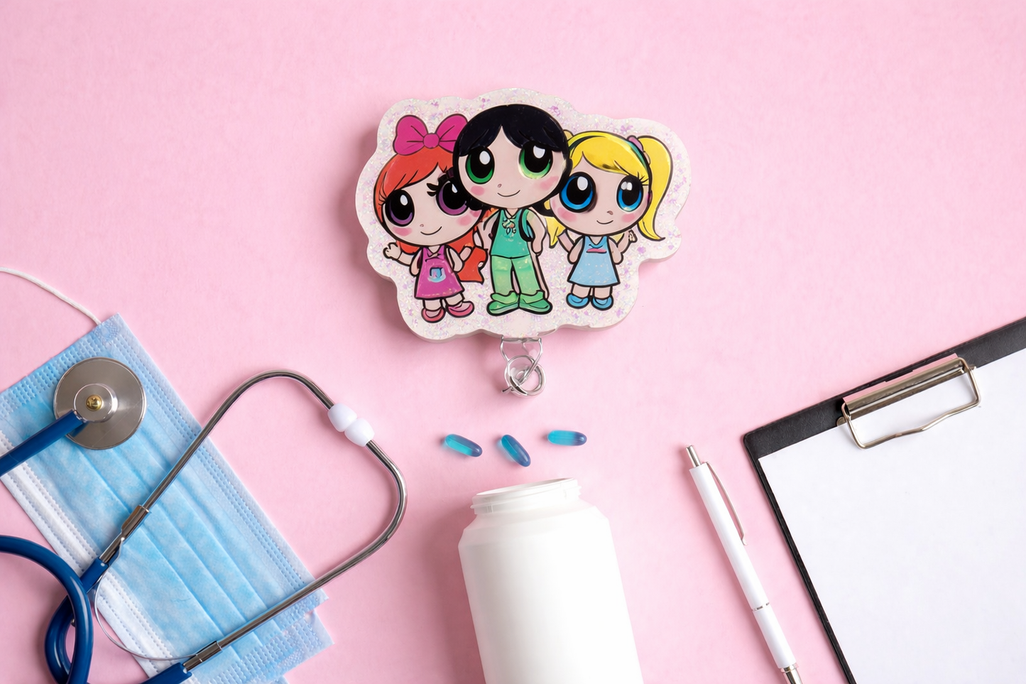 Powerpuff Girls Nurse Badge Reel/Holder
