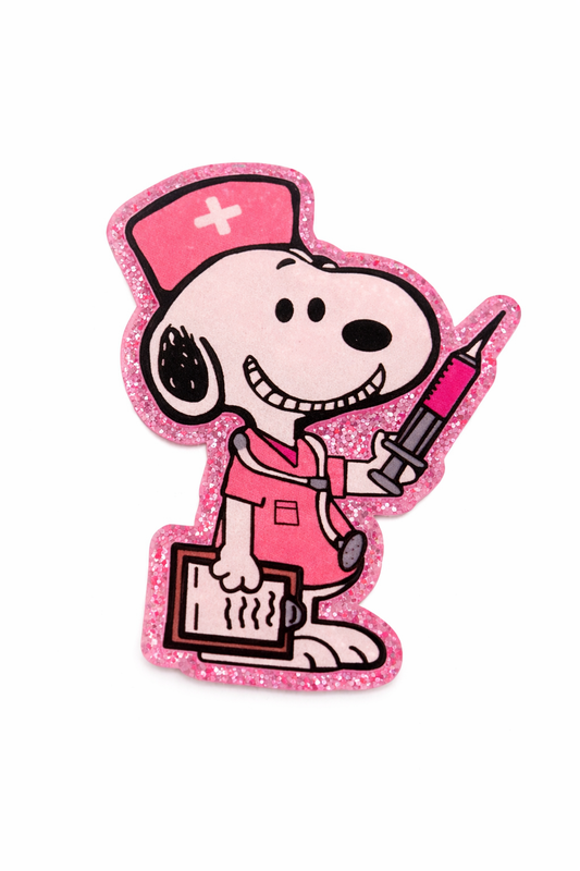 Nurse Snoopy Pink Scrubs Badge Reel