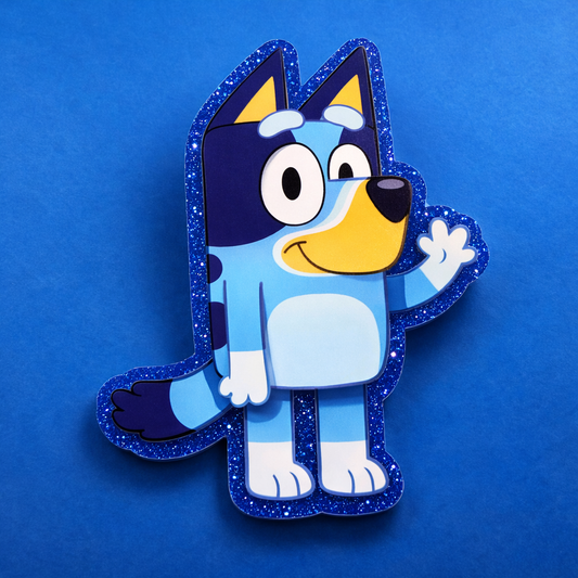 Blue Puppy Large Acrylic Decor | Kids Room Door Hanger or Key Holder | Desk Decor (Not a Badge Reel)