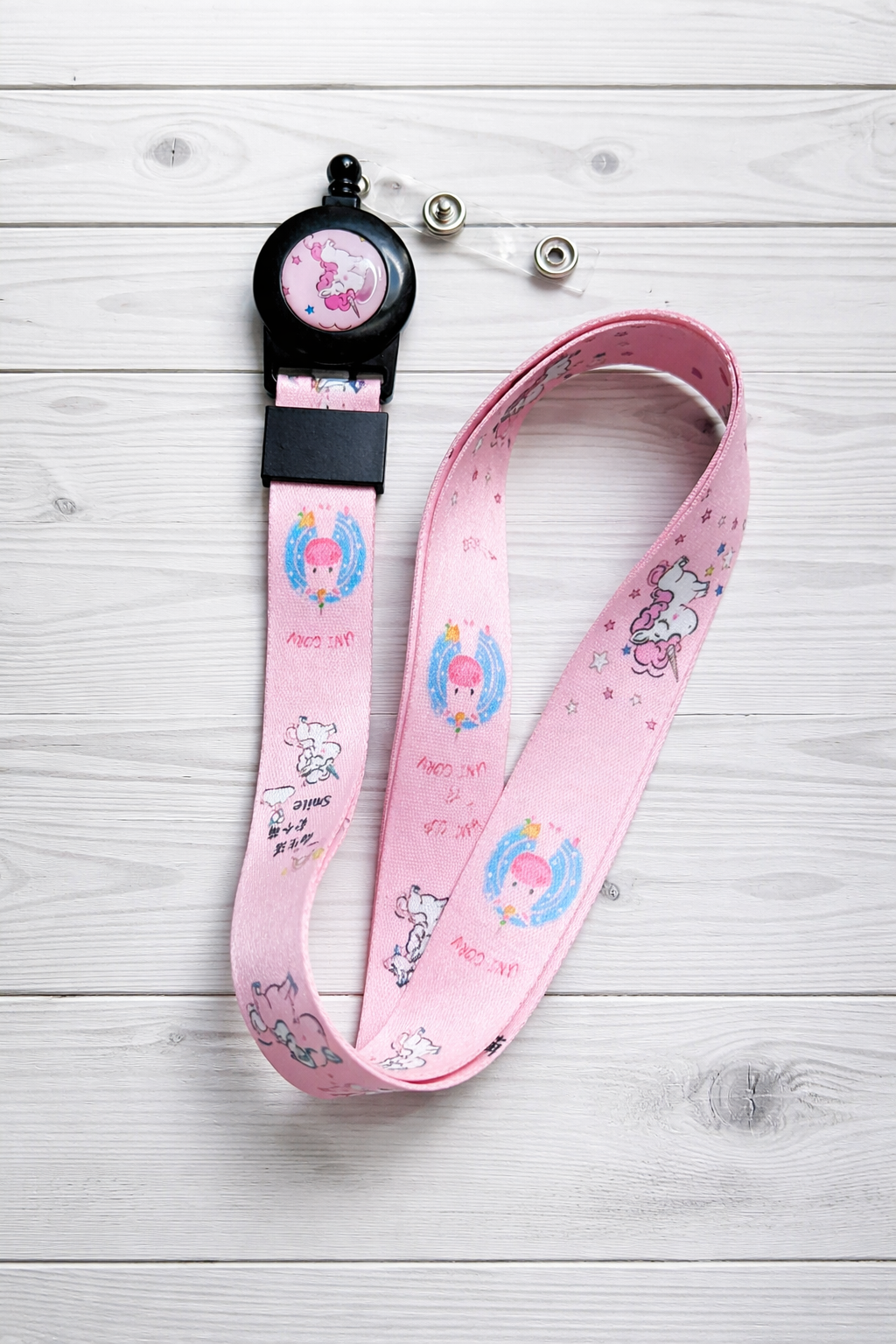 Pink Kawaii Unicorn Lanyard