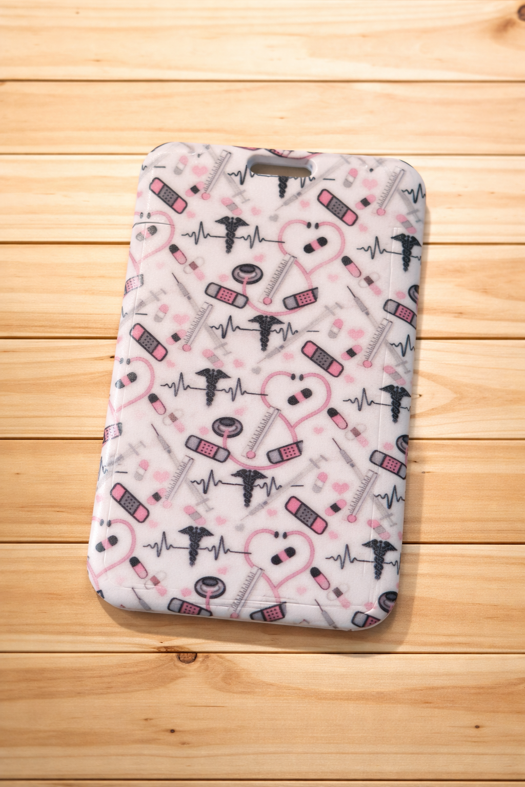 Pink Healthcare Badge & Luggage Holder | Nurse-Themed ID Card & Travel Tag