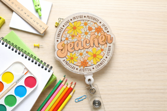 Teacher Floral Acrylic | Retro Teacher Accessory