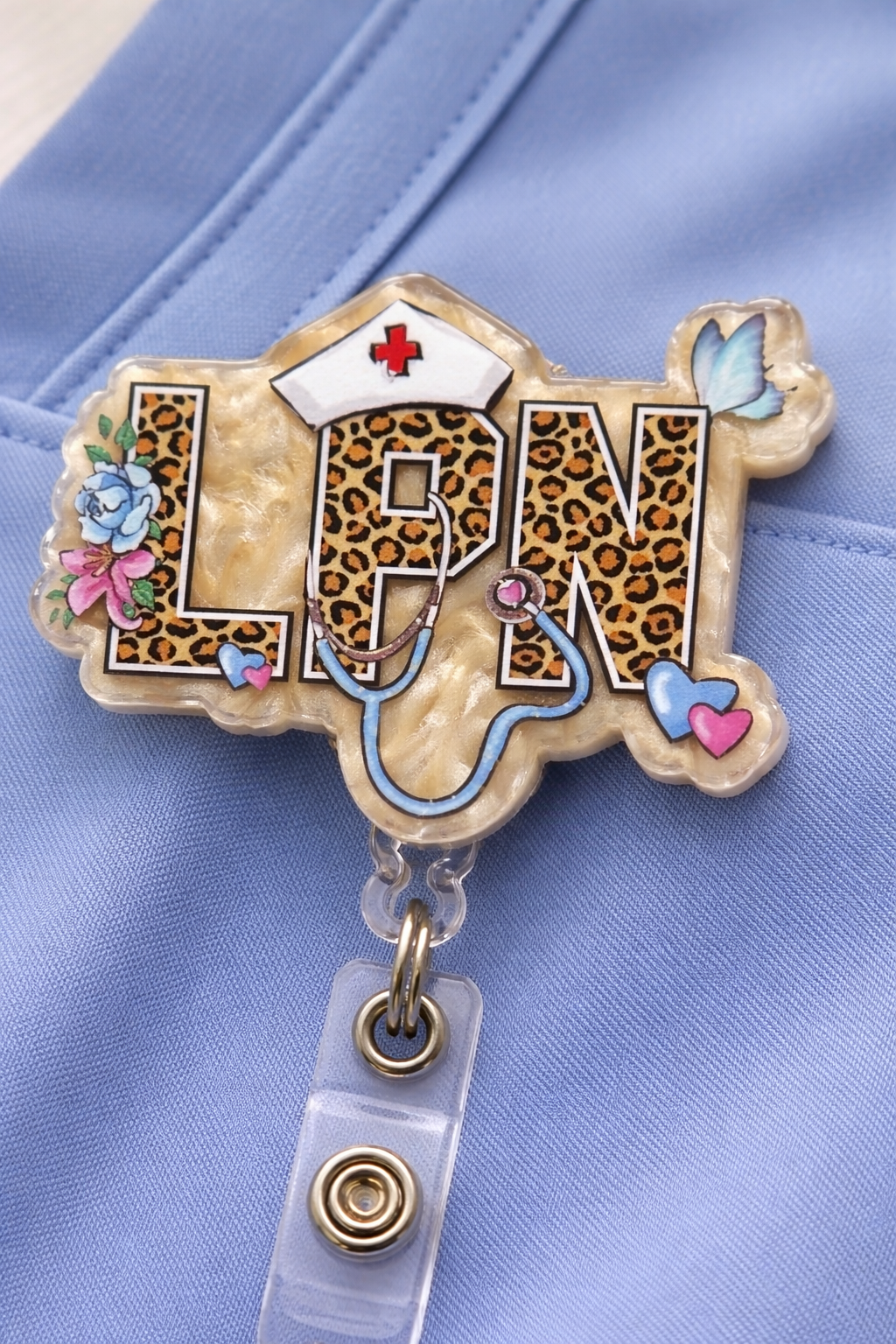 LPN Leopard Print Badge Reel
