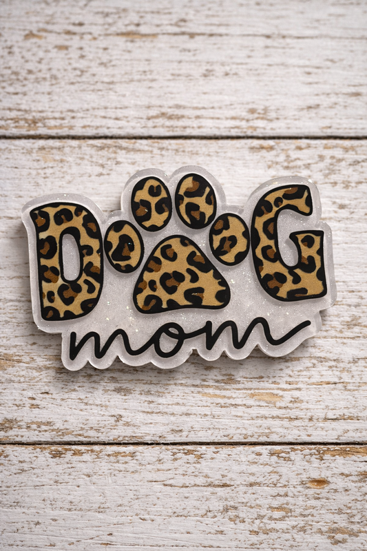 Dog Mom Leopard Print Badge Reel | Cute Dog Mom Paw