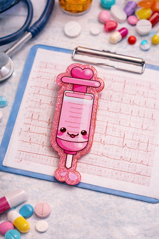 Pink Syringe Badge Reel