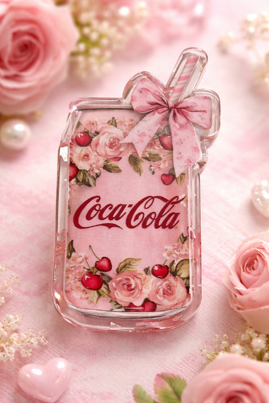 Pink Floral Soda Jar Badge Reel
