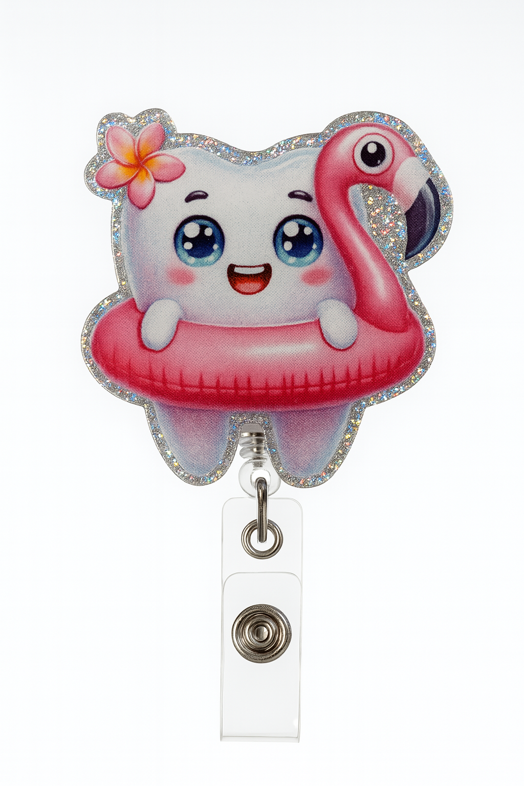Flamingo Tooth Badge Reel