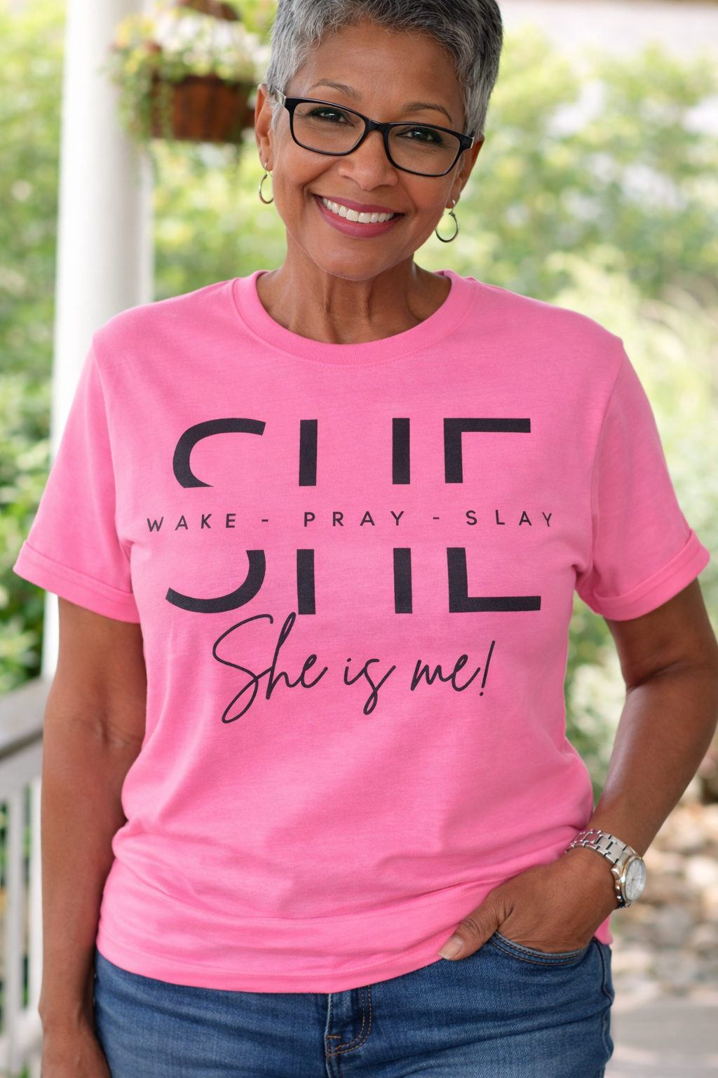 Wake Pray Slay She Is Me Christian Women’s T-Shirt | Faith Motivational Shirt | Inspirational Christian Apparel