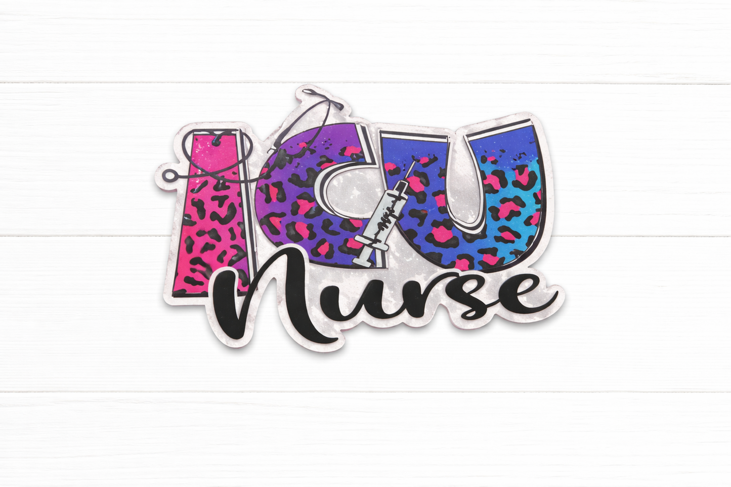 ICU Nurse Badge Reel – Colorful Leopard Print Nurse ID