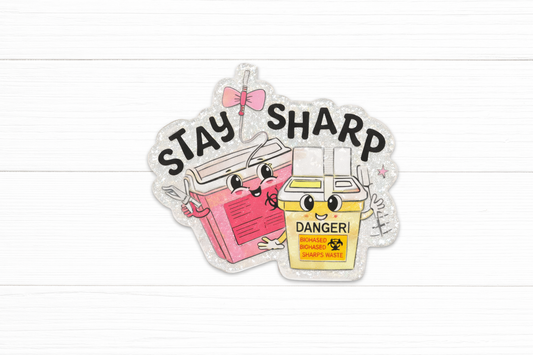 Stay Sharp Badge Reel – Cute Medical Sharps Container Badge Reel
