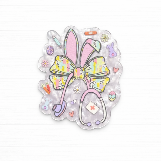 Bunny Stethoscope Badge Reel Topper
