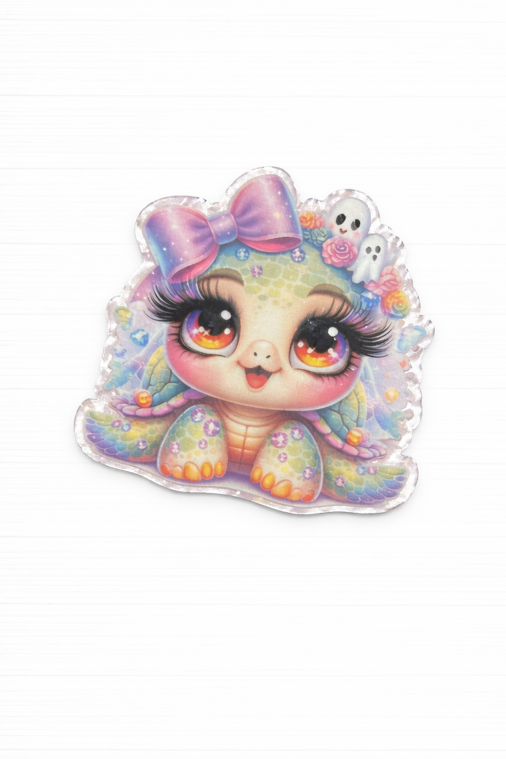 Pastel Turtle Badge Reel Topper | Glitter Acrylic Turtle Badge