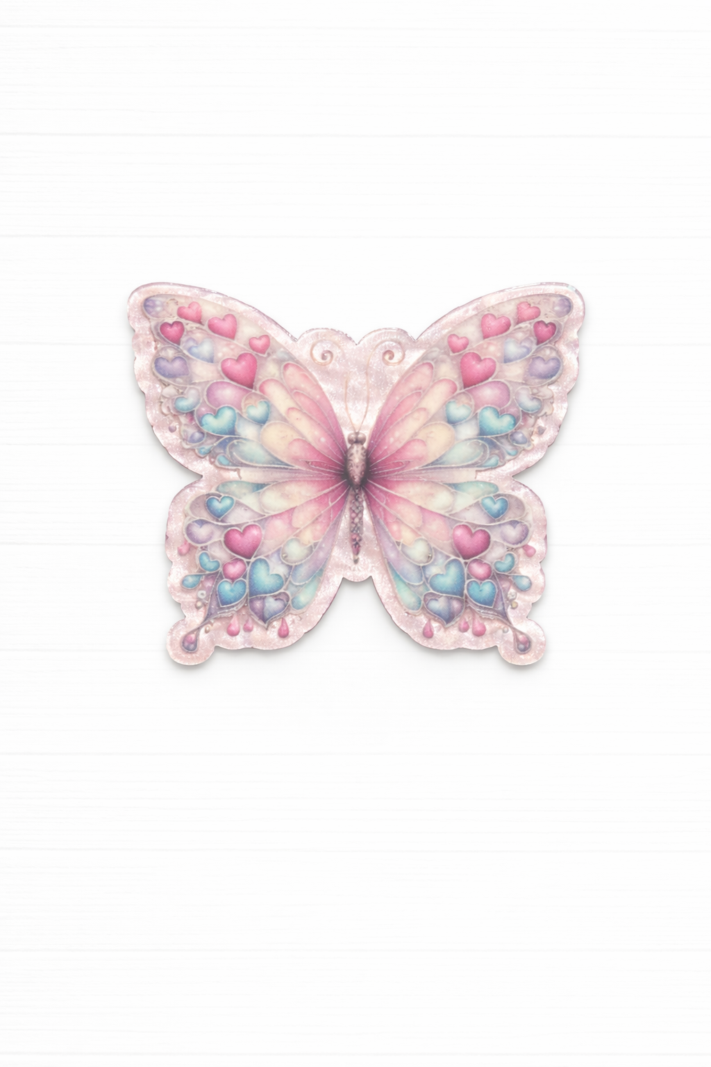 Pastel Heart Butterfly Badge Reel Topper