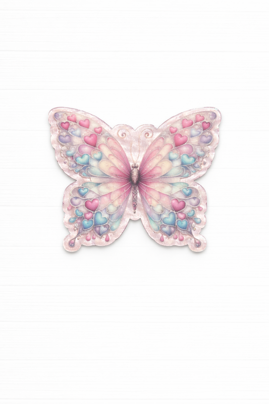 Pastel Heart Butterfly Badge Reel Topper