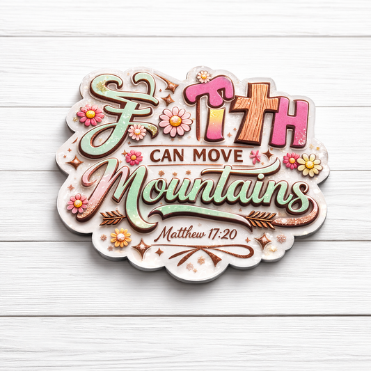 Faith Can Move Mountains Badge Reel Topper – Christian Badge Reel