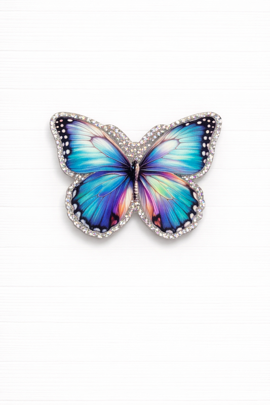 Blue Butterfly Badge Reel Topper – Glitter Butterfly Badge