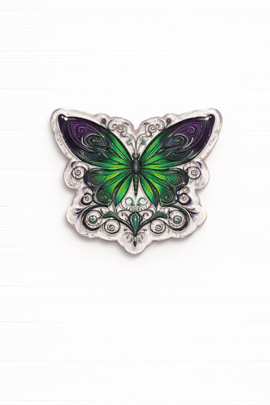 Green Purple Butterfly Badge Reel Topper – Decorative Butterfly Badge