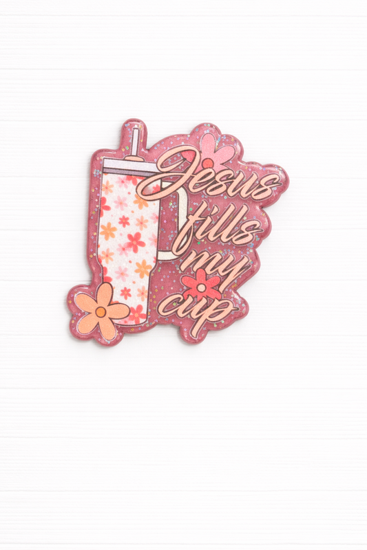 Jesus Fills My Cup Badge Reel Topper – Christian Badge Reel