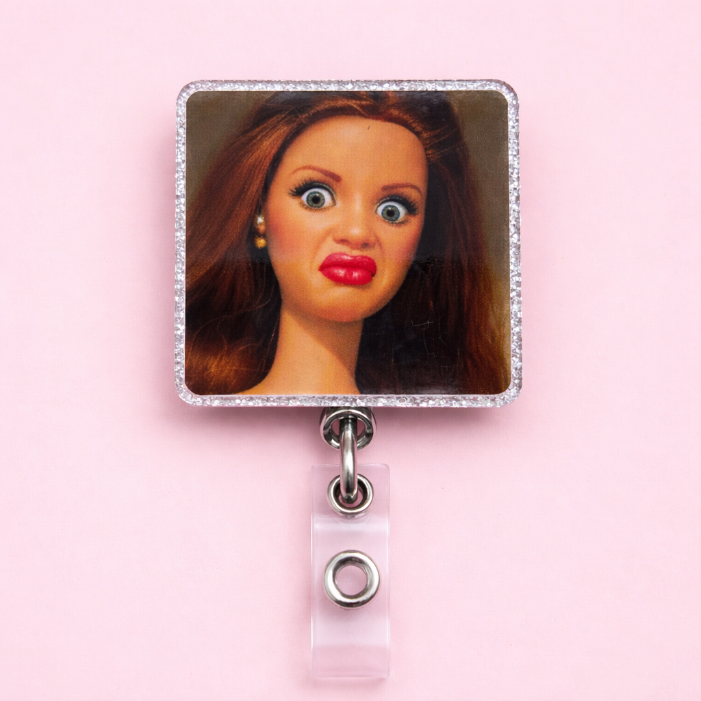 “Ew, Seriously?” Funny Doll Face Badge Reel
