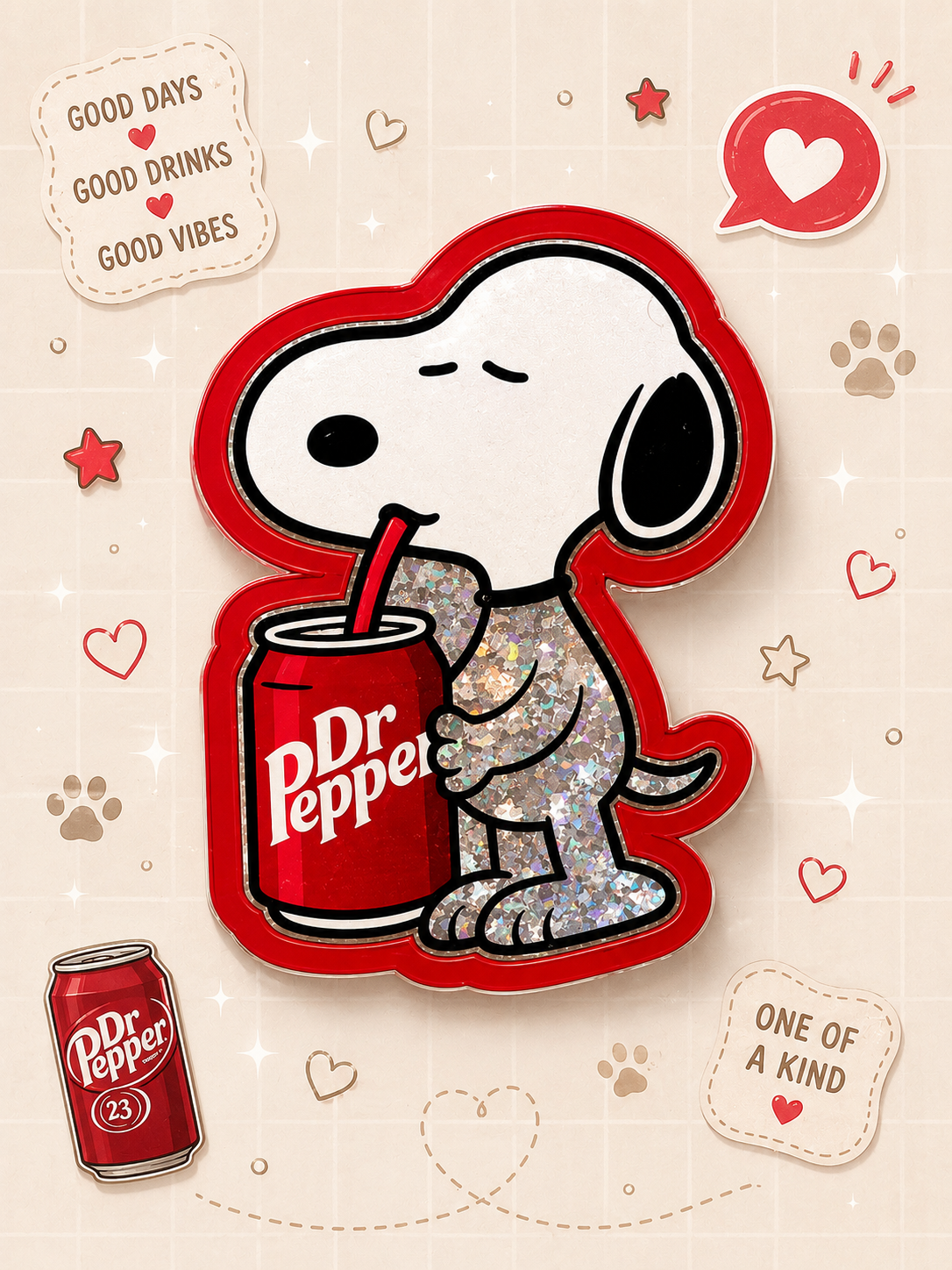 Snoopy Dr Pepper Badge Reel