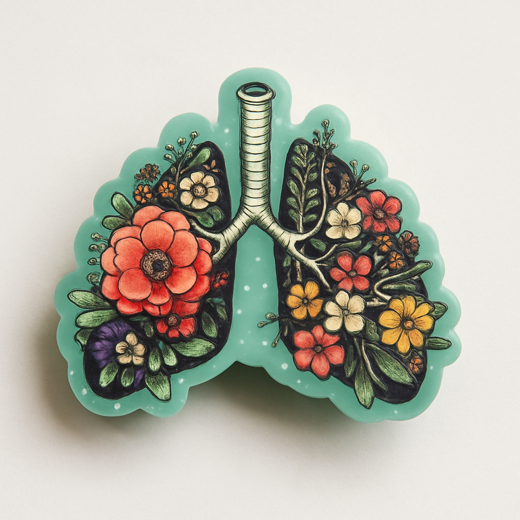 Floral Lungs Badge Reel | Respiratory Therapist Badge
