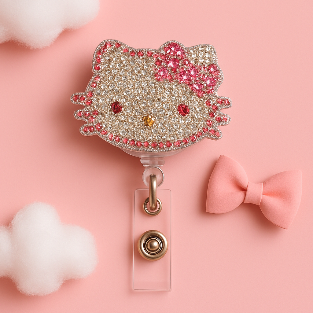 Rhinestone Hello Kitty Badge Reel