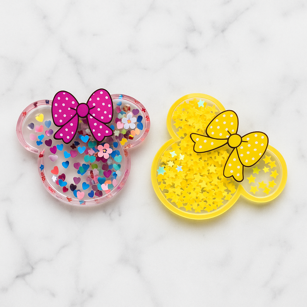 Mouse Glitter Shaker Badge Reel