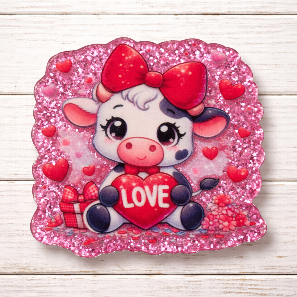 Valentine Cow Badge Reel