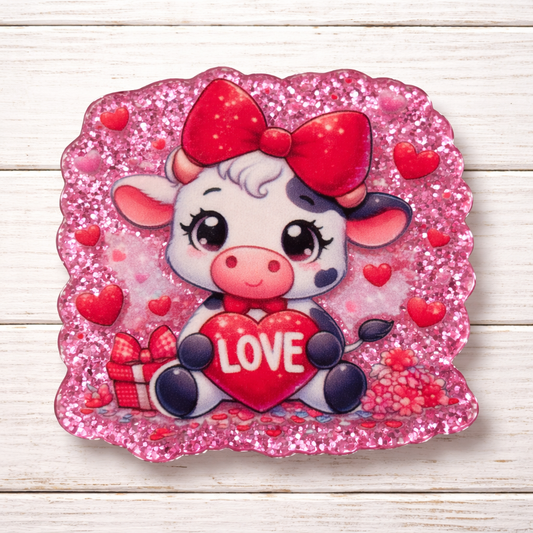 Valentine Cow Badge Reel
