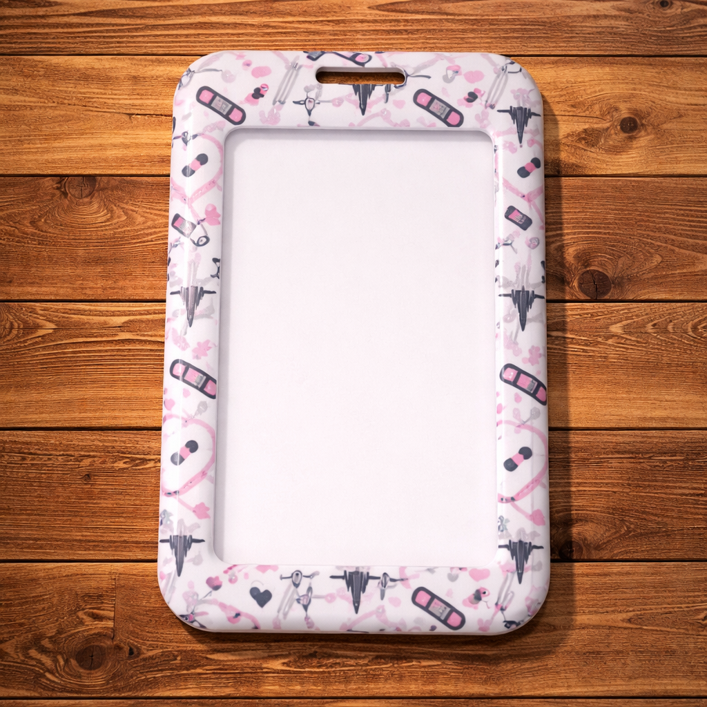 Pink Healthcare Badge & Luggage Holder | Nurse-Themed ID Card & Travel Tag