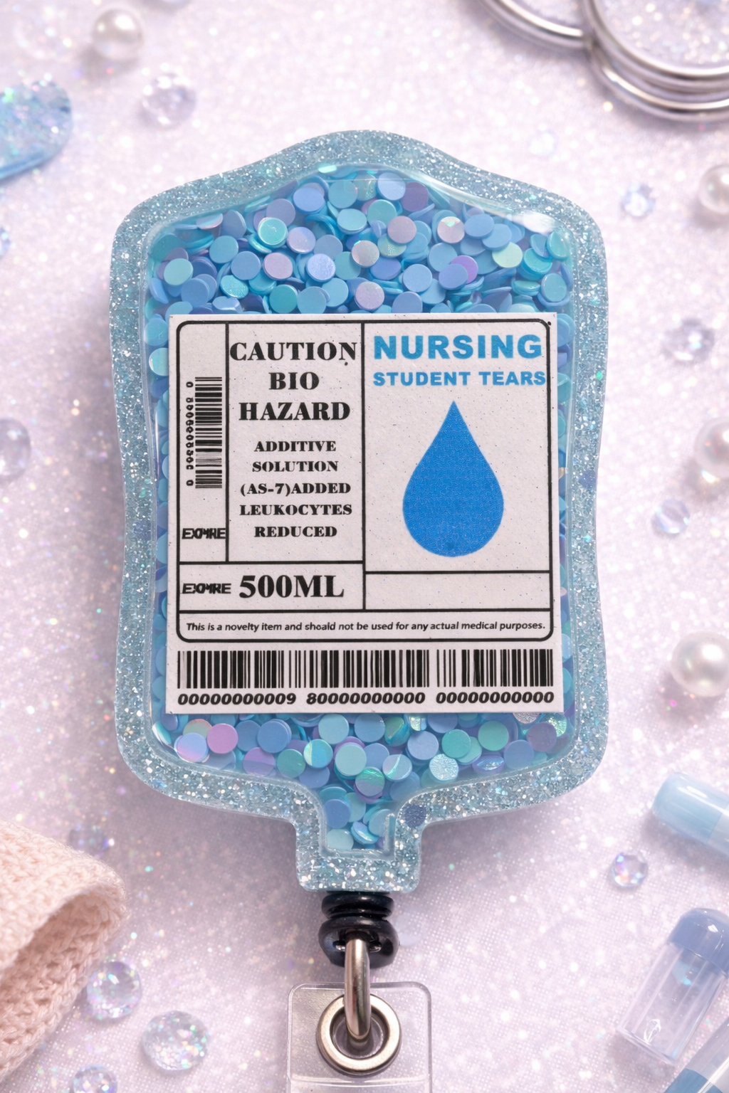 IV Bag Badge Reel Shaker – Glitter Nursing & Phlebotomy