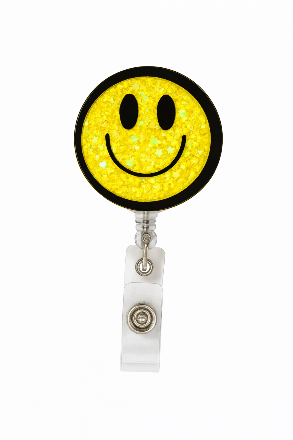 Glitter Smiley Face Badge Reel | Cute Smiley Badge